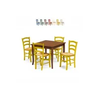 table haute ahd amazing home design - set 4 chaises et table carrée intérieur cuisine bar bois rusty, couleur: jaune