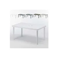 table haute grand soleil - table en polyrotin rectangulaire 150x90 grand soleil boheme, couleur: blanc