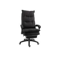 fauteuil de bureau homcom fauteuil de bureau direction massant hauteur réglable dossier inclinable repose-pied intégré toile de lin noir