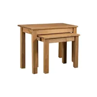table d'appoint vidaxl tables gigognes 2 pcs bois de pin massif assortiment panama