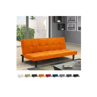 banquette-lit generique modus sofà - canapé convertible design en tissu 2 places pour maison et bureau giada, couleur: orange