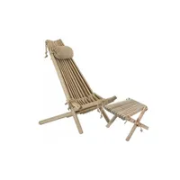 chaise longue - transat ecofurn - chilienne scandinave avec repose-pieds frêne