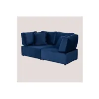 canapé droit sklum canapé modulable 2 pièces avec 2 fauteuils d'angle en velours kata bleu