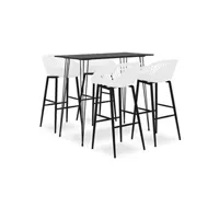 table haute vidaxl ensemble de bar 5 pcs noir et blanc