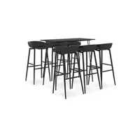 table haute vidaxl ensemble de bar 7 pcs noir