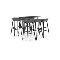 table haute vidaxl ensemble de bar 7 pcs noir et gris