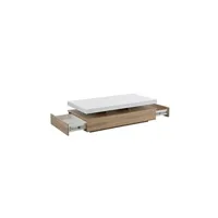 table basse vente-unique table basse avec 2 tiroirs en mdf - naturel clair et blanc - felix
