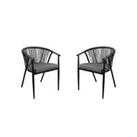 fauteuil de jardin vente-unique.com lot de 2 fauteuils de jardin empilables portofino en aluminium et cordes