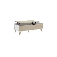 table basse vente-unique table basse relevable kolyma - 1 niche - coloris : chêne & blanc