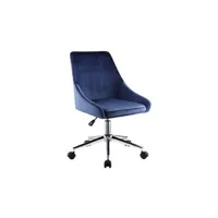 fauteuil de bureau vente-unique chaise de bureau masurie - velours - bleu nuit - hauteur ajustable