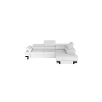 canapé d'angle vente-unique canapé d'angle convertible en simili damien ii - blanc - angle droit