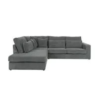 canapé d'angle vente-unique grand canapé d'angle gauche en velours côtelé gris mondovi