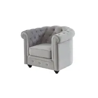 fauteuil de salon vente-unique fauteuil chesterfield - velours gris clair