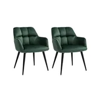 chaise vente-unique lot de 2 chaises avec accoudoirs - velours et métal - vert - pega de pascal morabito