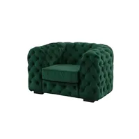 fauteuil de salon vente-unique fauteuil chesterfield stanley - velours vert sapin