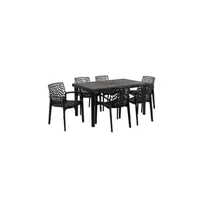 table de jardin vente-unique.com salle à manger de jardin - table + 6 fauteuils - polypropylène - gris anthracite - diademe de mylia