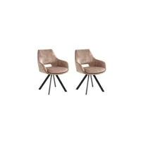 chaise generique lot de 2 chaises avec accoudoirs - velours et métal noir - beige - keline de maison céphy