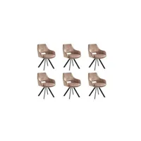 chaise vente-unique.com lot de 6 chaises avec accoudoirs - velours et métal - beige - keline