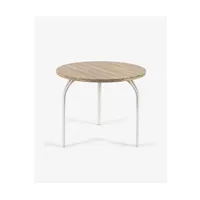 table de jardin pegane table de jardin ronde coloris naturel /blanc en bois d'acacia et acier - diamètre 90 x hauteur 75 cm - marque
