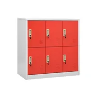 armoire de bureau vidaxl armoires à casiers 5 pcs gris clair et rouge 90x45x92,5cm acier