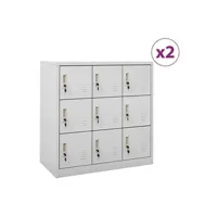 armoire de bureau vidaxl armoires à casiers 2 pcs gris clair 90x45x92,5 cm acier