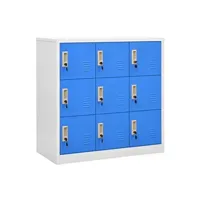 armoire de bureau vidaxl armoires à casiers 2 pcs gris clair et bleu 90x45x92,5 cm acier