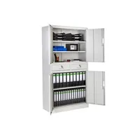 armoire de bureau tectake armoire métallique de classement cosmo avec 2 tiroirs 40 x 80 x 180 cm - gris clair