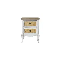 table de chevet pegane table de chevet / table de nuit en bois de sapin coloris blanc / naturel - longueur 48 x profondeur 38 x hauteur 64 cm --