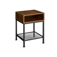 table de chevet tectake table de chevet harlow 40,5x40,5x59cm - bois foncé industriel, rustique