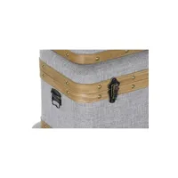 coffre et malle pegane ensemble de 3 coffres / bancs en bois et polyester coloris gris. --