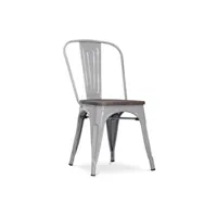 chaise generique chaise bistrot metalix assise en bois nouvelle édition - métal gris clair