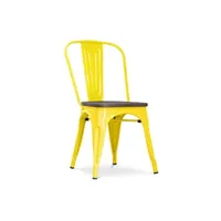 chaise generique chaise bistrot metalix assise en bois nouvelle édition - métal jaune