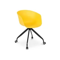 fauteuil de bureau generique chaise de bureau design avec accoudoirs et roues jaune - métal, pp iconik interior