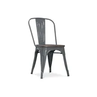 chaise generique chaise bistrot metalix assise en bois nouvelle édition - métal gris foncé