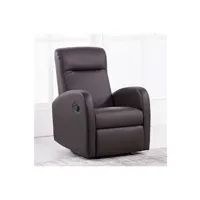 fauteuil de relaxation pegane fauteuil relax en simili-cuir coloris marron chocolat - largeur 70 x profondeur 77 cm
