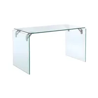 bureau droit vente-unique.com bureau en verre trempé - transparent - madro