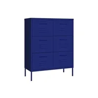 armoire de bureau vidaxl armoire à tiroirs bleu marine 80x35x101,5 cm acier