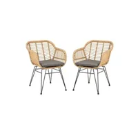 chaise de jardin idimex lot de 2 chaises de jardin paramo imitation rotin, fauteuil pour terrasse ou balcon en polyrattan résistant aux uv et métal noir