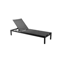 chaise longue - transat proloisirs - lit de soleil en aluminium thema graphite et gris