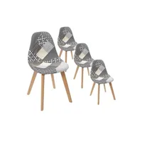 chaise altobuy giada - lot de 4 chaises patchwork motifs grisés -