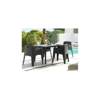 table de jardin vente-unique.com salle à manger de jardin : table + 4 fauteuils - polypropylène - anthracite - soroca