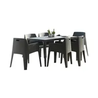 table de jardin vente-unique.com salle à manger de jardin : table + 6 fauteuils - polypropylène - anthracite - soroca