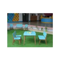 table de jardin vente-unique.com salle à manger de jardin bleue pour enfants en acacia - 2 chaises, 1 banc et 1 table - gozo de mylia