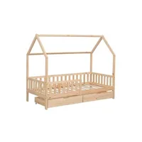 lit enfant happy garden lit cabane pour enfant 190x90cm en bois avec tiroirs marceau