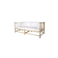 canapé d'extérieur vente-unique.com canapé de jardin 3 places en teck avec coussins - naturel clair et blanc - tulum de mylia