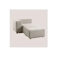 fauteuil de salon sklum fauteuil modulable chaise longue avec 1 accoudoir robert beige crème 67 cm