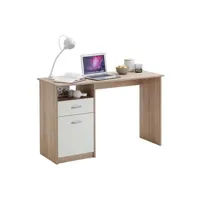 accessoires pour bureau fmd bureau avec 1 tiroir 123 x 50 x 76,5 cm chêne et blanc