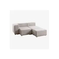 canapé droit sklum canapé modulable chaise longue 3 pièces avec 1 accoudoir robert beige crème 67 cm