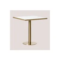 table basse sklum table de bar carrée en grès (70x70 cm) manhattan blanc 75 cm