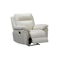 fauteuil de relaxation vente-unique fauteuil relax en cuir de buffle pakita - ivoire